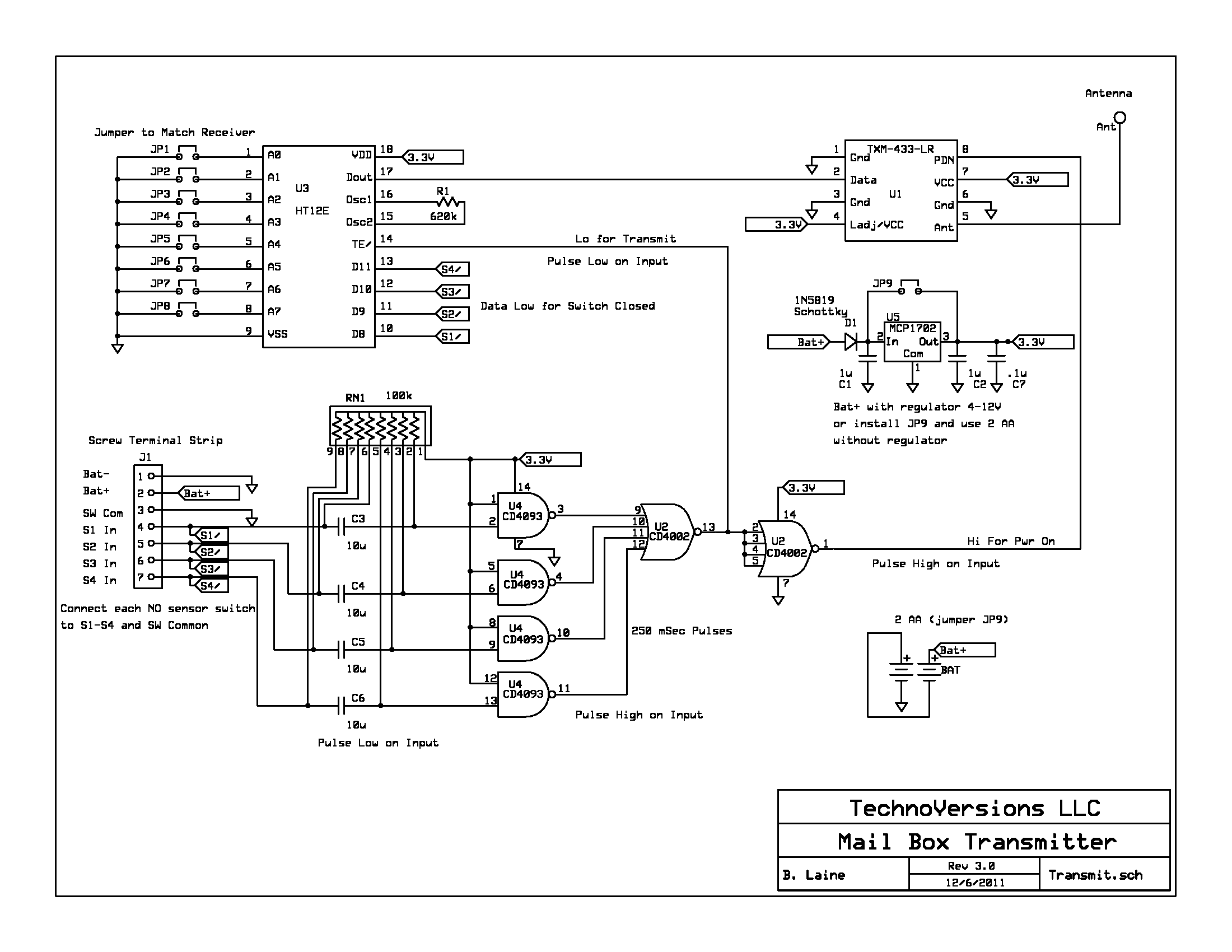 Mailbox Transmitter Schematic