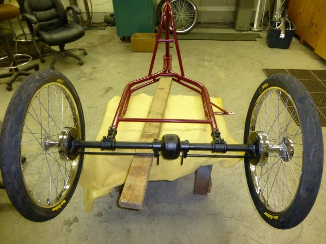Frame with rear axle on Victory Pedicab